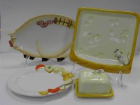 italienische Keramik Platte gelb K/äse Maus NEU